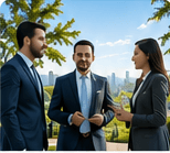 Business leaders building trust through professional collaboration